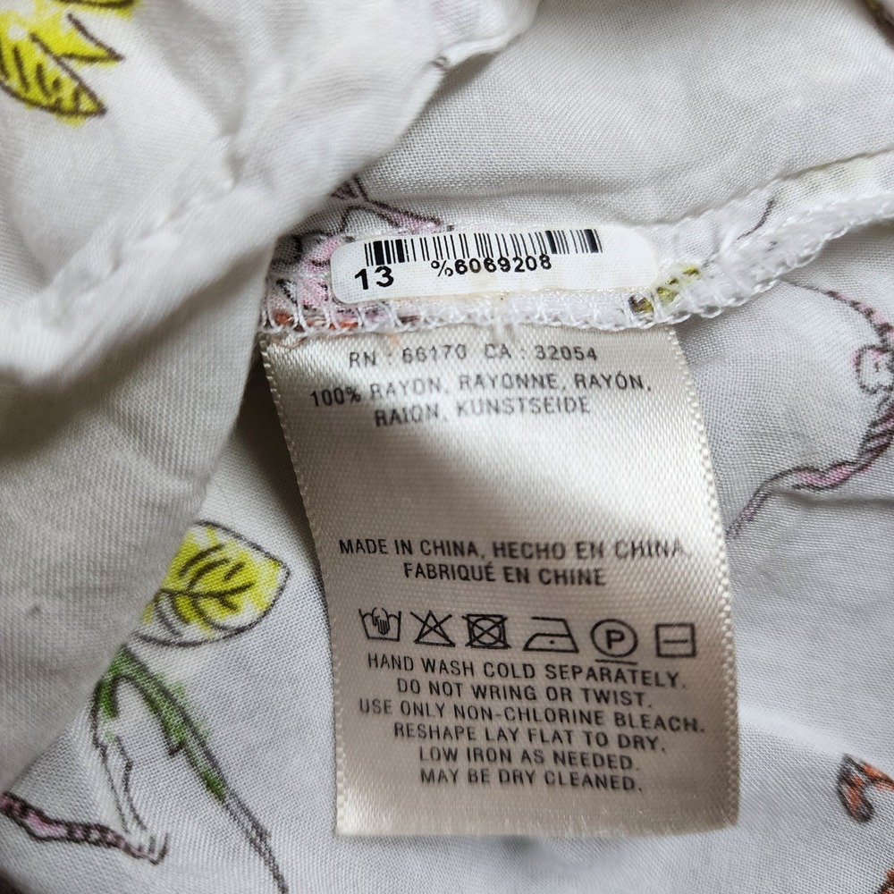 Maeve Anthropologie Button Down Shirt Womens 10 White Animal Monkey Tiger Print - Picture 5 of 7
